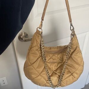 MZ Wallace Tan Quilted Shoulder Bag